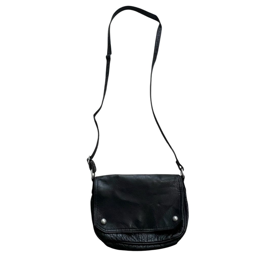 Vintage Mossimo Black Faux Leather Crossbody Bag | Boho Messenger Shoulder Purse